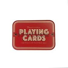 Traditional Playing Cards Classic 52 Card Deck Pack in Presentation Tin Gift