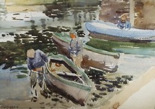 Original Watercolour  'Polperro',circa 1950's, Hilda Burford (1887-1957)