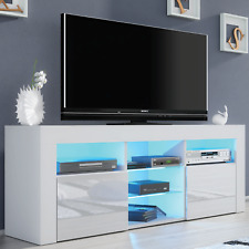 Modern TV Unit 145cm I Sideboard I Stand White High Gloss Doors I Free LED