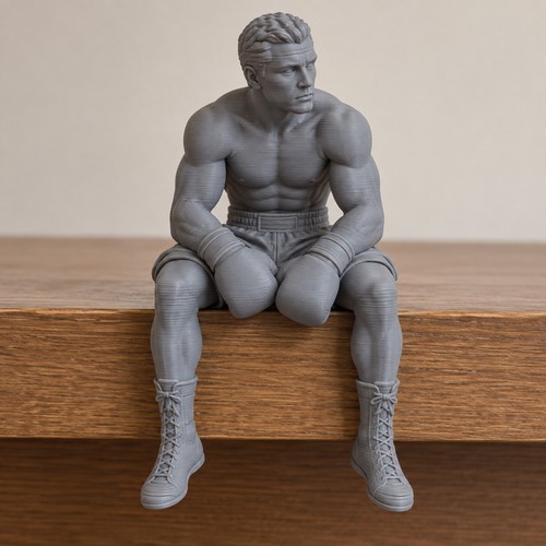 Male boxer ledge sitter statue - boxer,