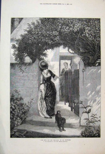 Original old antique print - old,