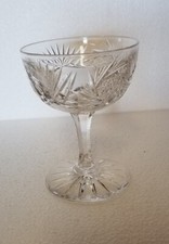 ABP American Brilliant Cut Glass Saucer Champagne zipper stem ~perfect