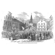 DUMFRIES Grand Procession of the Gorbals Temperance Society - Antique Print 1852