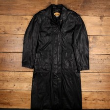 Vintage Pop's Leather Leather Jacket S 90s Trench Mac Black Womens