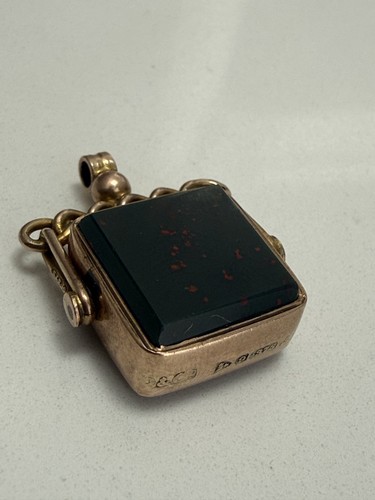 Antique 9ct gold mounted agate - gold,