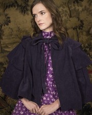 Vtg 1960s 70s Rare Laura Ashley Made In Wales Corduroy Navy Ruffle Cape One Size