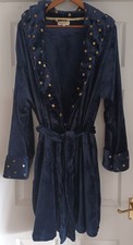 Ladies Navy Hooded Soft Dressing Gown with Gold Stars by Wysteria Lane L/XL