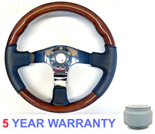 WOOD LEATHER STEERING WHEEL & BOSS KIT FOR LAND ROVER DEFENDER 48 SPLINE 90 110