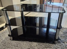 Modern TV Stand Black 3 Tier Glass Shelves Table TV SYSTEM HIGH GLOSS entertain