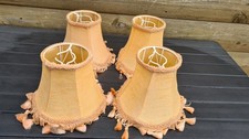4 VINTAGE PEACH TASSLED FRINGED CANDLE CLIP ON LIGHT SHADES WALL CEILING