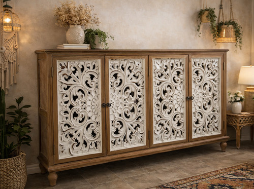 Boho carved sideboard - boho,