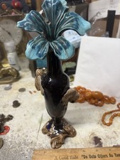 ANTIQUE WS&S MAJOLICA REPAITED STAPLED VASE