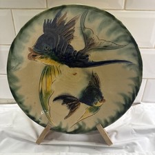 Vintage Spanish Puigdemont Plate Hand Made Studio Art Pottery Signed 31cm (sw)