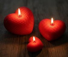 3 Pcs Red Heart Candle