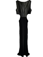 Osman London Black Leather Bodice Maxi Dress Cut Out Waist Designer Size 12 10