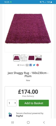 Jazz shaggy rug plum 200 - x, 290