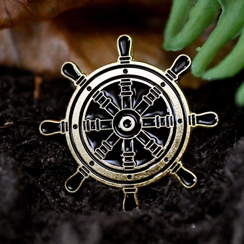 Pirate wheel enamel pin - wheel,