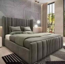 Winged Upholstered Bed Frame -