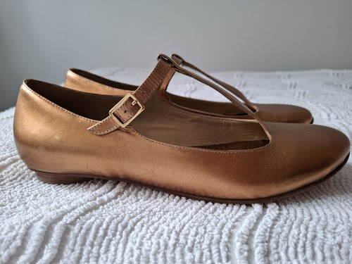 Toast gold leather flat - gold,