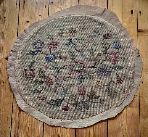 Antique wool embroidery - wool, 22”