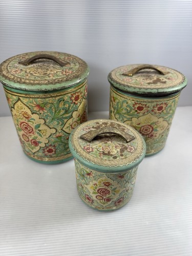 Vintage floral nesting tins - 3,