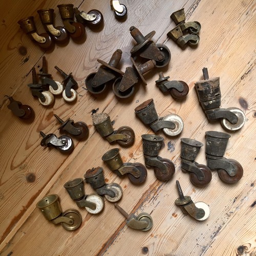 Antique brass casters - antique,