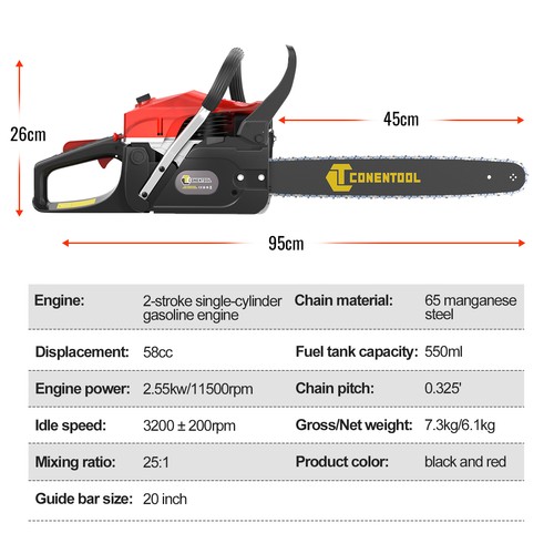 2550w 58cc petrol chainsaw - petrol,
