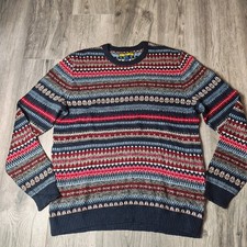 Prince & Fox Jumper Men's Size XL Crew Neck Fairisle Navy Great Condition 