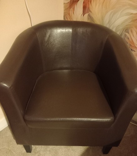 Brown faux leather tub chair - faux,