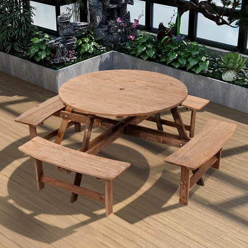 Seater wooden round picnic - 8,