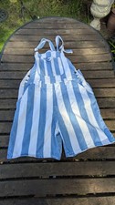 1980s short dungarees blue & white stripes