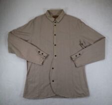 Pearly King Shirt Men Large Beige Striped Long Sleeve Linen Blend Western Cowboy