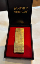 VINTAGE PANTHER SLIM GUY GOLD TONE BUTANE LIGHTER RETRO STYLE