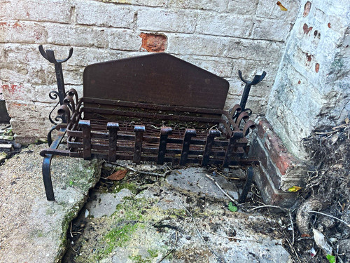 Black metal fireplace - black, grate
