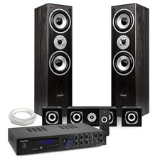 HF5B Black 5.0 Surround Sound System with AV550 Bluetooth Amplifier Home Cinema