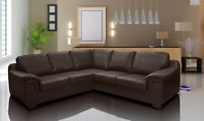 BRAND NEW AMY BIG CORNER SOFA IN BROWN FAUX LEATHER LIVING ROOM SUITE