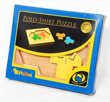 Wooden Polo Shirt Brain Teaser Puzzle, Philos 6172 in Good Condition. Complete
