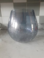 Large Round Crackled Glass Vase Flower, Indoor, Modern