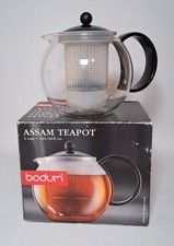 Bodum Assam Glass Tea Press Pot 1.0L Black Lid Handle