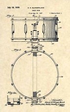 Official Slingerland Radio King Snare Drum US Patent Art Print- Vintage 1939-288