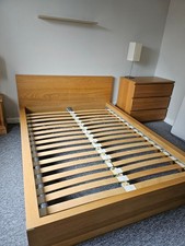 Ikea Malm EU double bed. Great condition. Oak veneer + slats - PICK UP ONLY