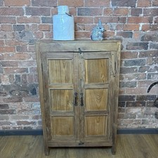 Small Vintage Wooden Cupboard - Rustic Natural Wooden Unit