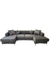 Grey U Shaped 6 Seater Corner
