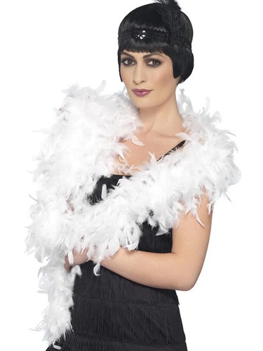 Deluxe white feather boa 80g - white,