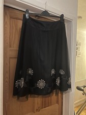 Ladies Beautiful Black Lace Skirt With Appliqué By Kaliko Size 14