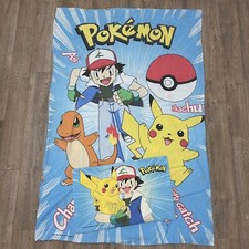 Vintage Pokémon 1998 Bedding Single Duvet Cover & Pillow Case Pikachu Charmander