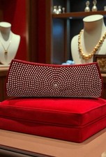 Elegant Red Beaded Evening Clutch/Shoulder Bag