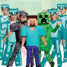 Kids Minecraft Cosplay Costume Boy Girl Jumpsuit  Book Week Party Outfit UK 2025