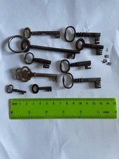 10 x Old Vintage Small Keys Box Cabinet Crafting Locks