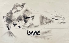 Glyn Morgan (1926-2015) “Sheep Skull” ink and wash c1950